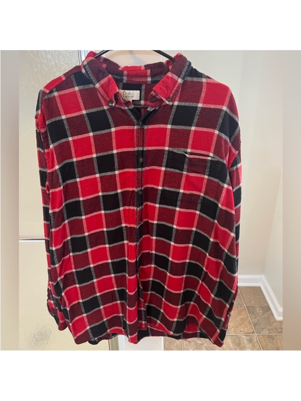 croft & barrow Red and Black Plaid Flannel Shirt